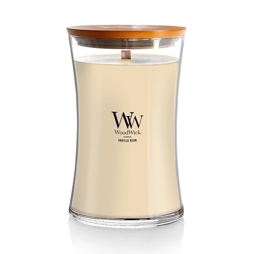 WoodWick Grande bougie parfumée avec mèche craquelée, gousse de vanille, longue durée de combustion jusqu'à 130 heures, cadeau idéal pour les femmes